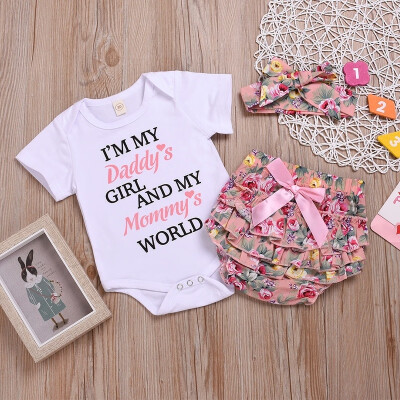

Newborn Baby Girls Romper Tops Jumpsuit Tutu Pants Headband Outfits Clothes Set