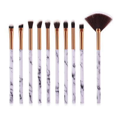 

10PcsSet Women Pro Marble Makeup Brushes Eyebrow Blush Contour Fan Shape Brush