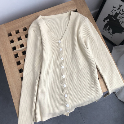 

2019 Women Cardigans Sweater Fashion V neck Solid Knitwear Single Breasted Casual Knitted Cardigan Outwear Women Winter Coat
