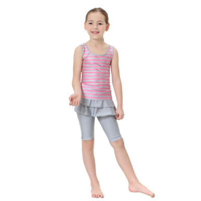 

6-12T 2PCS 2018 Summer Newly Baby Girls Casual Split Swimsuit Kids Children Striped Sleeveless Clothes Set