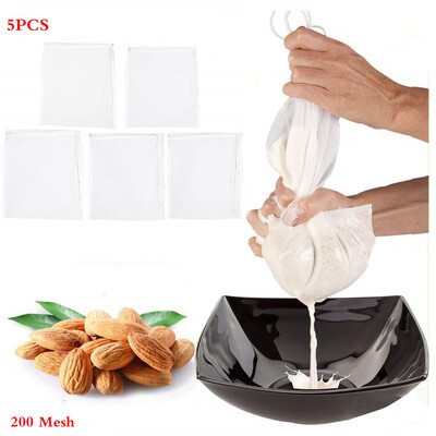 

Toponeto 5 Pcs Nut Milk Bag Fine Mesh Nylon Cheesecloth Cold Brew Coffee Filter 300 Mesh