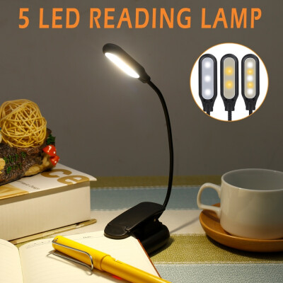 

Adjustable Clip-on Book Reading Light 5LED 3-Brightness Music Stand Light Flexible Travel Clip Light with USB Cable