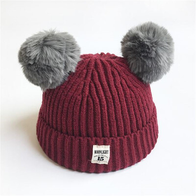 

Hat Autumn Baby Girls Boys Winter Warm Para Bebe Cotton Ball Kids Knitted Beanies Hat