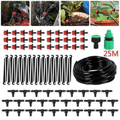 

25M82ft 4mm Irrigation System Include Watering Timmer Garden Automatic Watering Kit