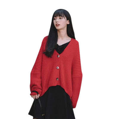 

Spring Autumn Coat New Cardigan womens Sweet Loose Big Yards Hollow Bat Sleeve Knit Sweater Smock Pull Femme Vestidos