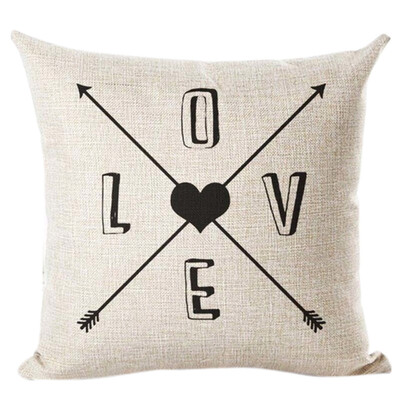 

〖Follure〗White letter heart linen linen pillowcase cushion cover