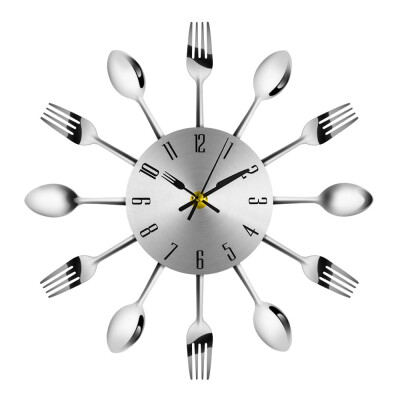 

Modern Stainless Steel Knife Fork Wall Clock Analog for Home Office Magic Spoon&Fork Analog Wall Clock