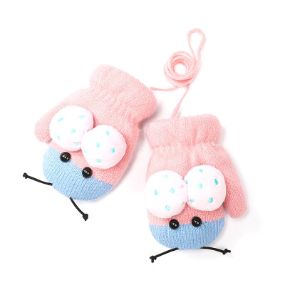 

Winter Childrens Knitted Warm Halter Gloves Ladybug Shape Soft Gloves