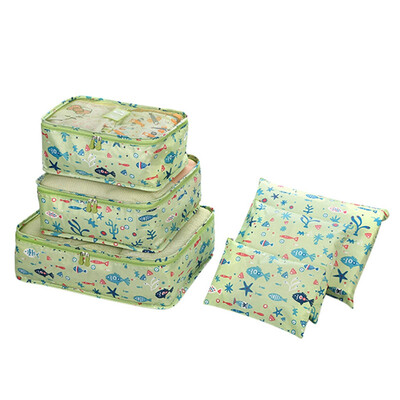 

6PCS Creative Printing Household Clothing Finishing Bag Outdoor Travel Storage Bag