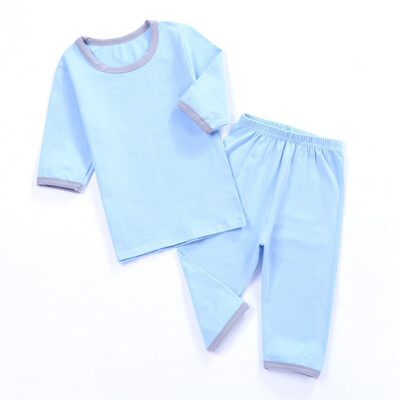 

Kids boys Girls Pajama Sets Solid Color Pajama Sets Seven-quarter Sleeve Trousers Sleepwear Home 2-12T