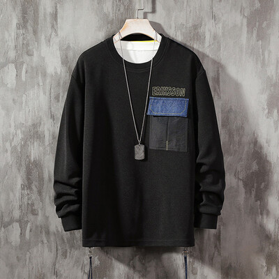 

Toponeto Mens New Style Casual Fashion Patchwork O-Neck Long Sleeves T-shirt Top Blouse