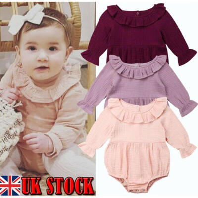 

UK Newborn Baby Girl Long Sleeve Bodysuit Romper Jumpsuit Outfits Clothes 0-24M