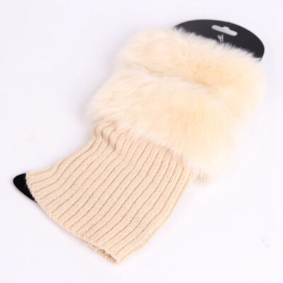 

New Women Winter Fashion Knitted Socks Leg Warmer Socks Plush Patchwork Warm Boot Cover Cuffs Gaiters Short Sock