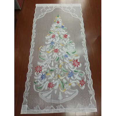 

Delicate Christmas Tree Pattern Flash String Lace Window Room Curtain With LED Light Valance Home Christmas Decoration Supplies