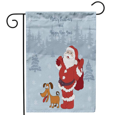 

Gobestart Merry Christmas Santa Claus Dog Elk Garden Flag Family Decoration Flag 30x45cm