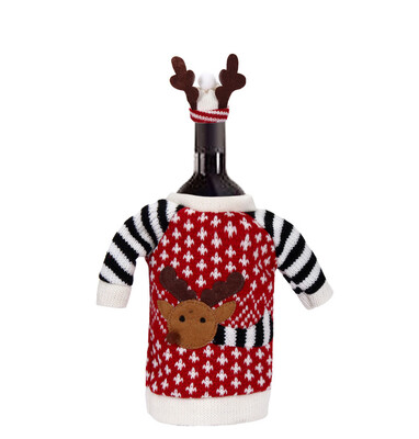 

〖Follure〗Red Wine Bottle Cover Bags Decoration Home Party Santa Claus Christmas
