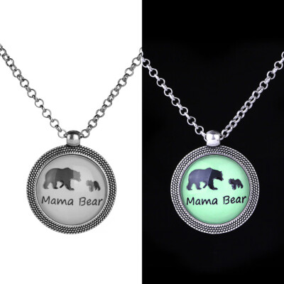 

New Letter Mama Bear Zinc Alloy Luminous Cubs Necklace