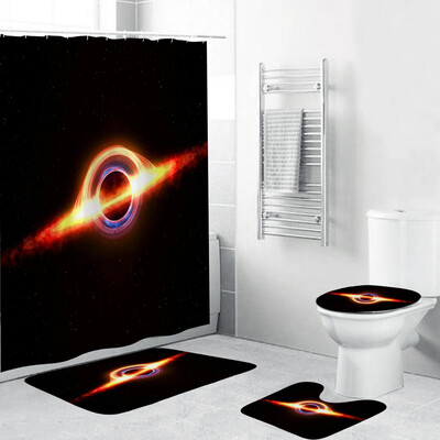 

Toponeto 4PCS Non Slip Toilet Polyester Cover Mat Set Bathroom Shower Curtain