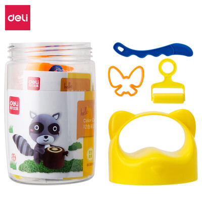 

Deli deli small raccoon series childrens toys color clay plasticine handmade toy set 12 color yellow 6477