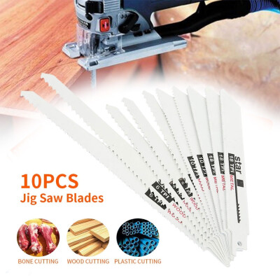 

10Pcsset Jig Saw Blade Curved Cutters Cutting Tools Saw Blades Reciprocating Combo Wood&Metal