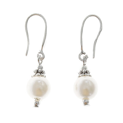 

Sterling Bali White Soouth Sea Shell Pearl Dangle Earring Pearl High Quality
