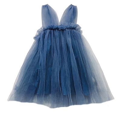 

Children Summer Girls Solid Color Cute Mesh Stitching Sleeveless Sweet Princess Party Dress 1-7Y Lovely Toddler Girl Clothes
