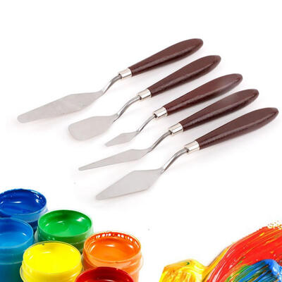 

5Pcs Stainless Steel Mixing Palette Knife Oil Painting Art Scraper Spatula Tools