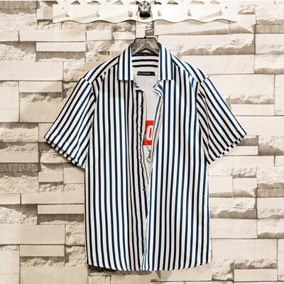 

Tailored Mens Summer Loose Casual Daily Striped Short Sleeve Shirt Casual Blouse