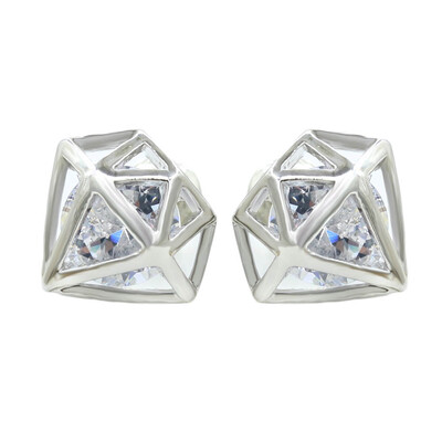 

Hollow Triangle Zircon Semi-precious Stone Super Man Stud Earrings CZ Diamond 18k Plated Jewelry Earrings Charm