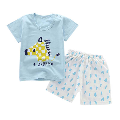 

Summer Baby Boys Girl Short Sleeve Cartoon Print Tops T-shirt Shorts Toddler Casual Outfits Sets Fashion Set