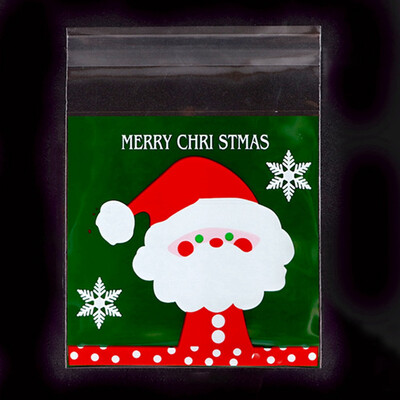 

100Pcs Christmas Bag Santa Claus Cellophane Gift Cookie Candy Self Adhesive Candy Gifts Bag 7X73Cm