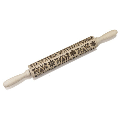 

Christmas Wooden Rolling Pins Reindeer Engraved Embossing Decorative Rolling Pin For DIY Cookies Cake Fondant
