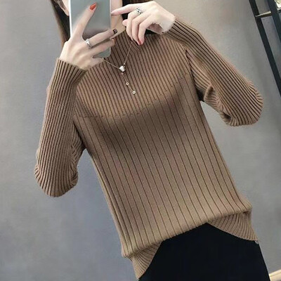 

Women Sweater Knitted Winter Sweater New Half-high Collar Sweater Women\s Color Slim Long-sleeved Pullover Sweater Tops
