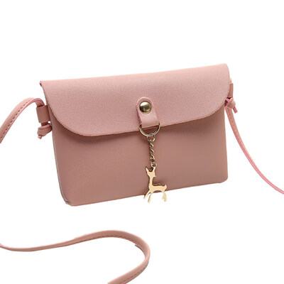 

Fashion Women Mini Faux Leather Crossbody Shoulder Bag with Cartoon Deer Pendant