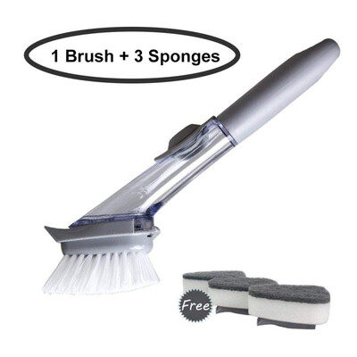 

Kitchen Cleaning Brush Scrubber Washing Dish Bowl With Refill Liquid Soap Dispenser dish sponge Kitchen Pot Cleaner Washing Tool