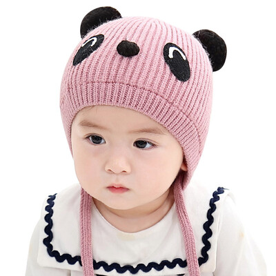 

Winter Kids Girls Hats Newborn Cute Warm Boys Baby Cartoon Ear Design Hats Knitted Wool Hemming Caps 1-3Y