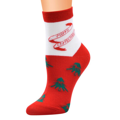 

Gobestart Women Christmas Red Cotton Print Thicker Anti-slip Floor Socks Carpet Socks