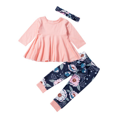 

3PCS Newborn Baby Girl Clothes Set Tops T-shirt Floral Pants Leggings Outfits