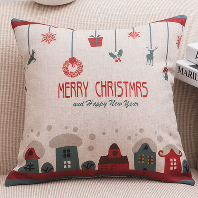 

Tailored Merry Christmas Throw Pillow Cases Cafe Sofa Cushion Cover Home Decor