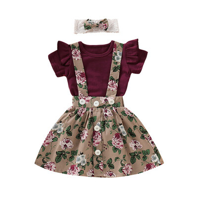 

Summer Baby Girl Princess Party Outfits Romper Toddler Baby Strap Skirts Headbands Sets Children Girl Clothing