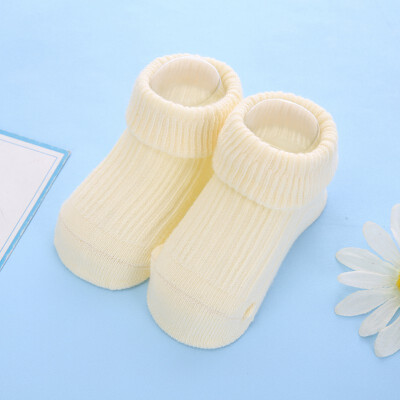 

12 Kinds Autumn Casual Fashion Newborn Baby Solid Color Socks Kids Non-Slip Cotton Floor Mid Stock