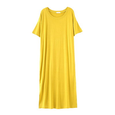 

Dress For Pregnant Women Loose Modal Nightdress Solid Color O-neck Half Sleeve Dress Large Size Fat MM Nightdress