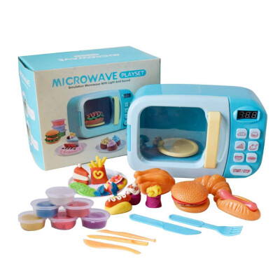 

Gobestart Baby Role Playing Toy Electric Household Appliances Analog Microwave Toy Set