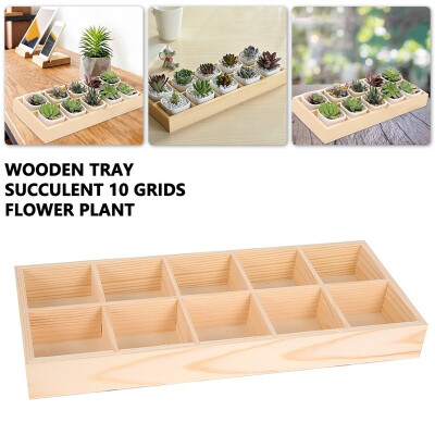 

Wooden Tray Succulent 10 Grids Flower Plant Home Decor