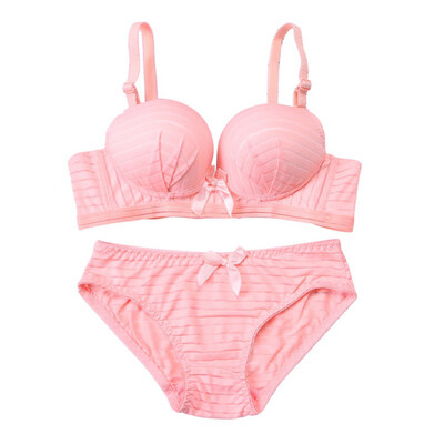 

1 Set Women Sexy Lingerie Romantic Bra Push Up Underwear Solid Bow Female Buckle Bra Panties Set