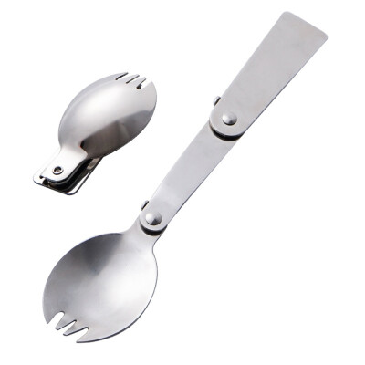 

Stainless Steel Folding Spoon Fork Tableware Outdoor Camping Cookout Picnic