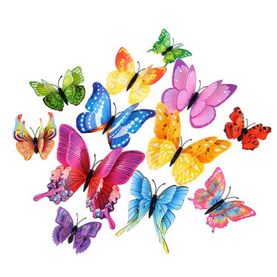 

PVC 3D Butterfly Stickers Magnetic Butterfly Fridge Sticker Cartoon Coloful Animal Home Wall Decoration Magnetic Sticker 12pcs