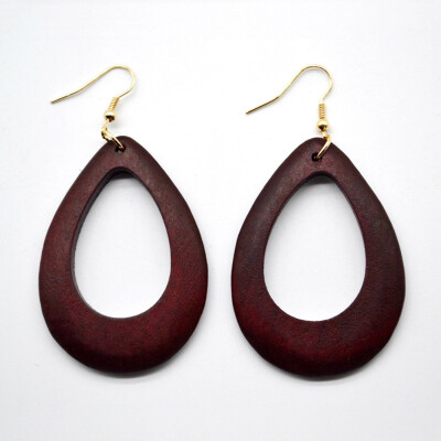 

Women Retro Wood Earrings Hollow National Style Dangle Drop Earrings Chic Jewelry 1 Pair