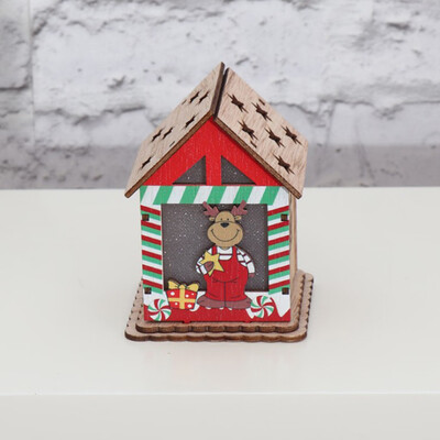 

Gobestart Wood House Cute Christmas Tree Hanging Ornaments Holiday Decoration