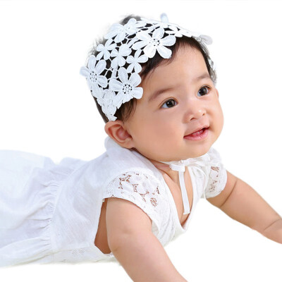 

Newborn Baby Headband Girls White Lace Flower Hair Band Kids Cute Hairband Accessories 0-3T